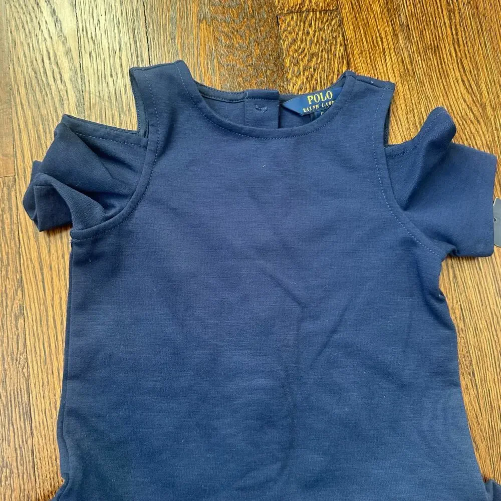 Polo Ralph Lauren Girls Flutter Sleeve Dress Blue Size 6 NWT